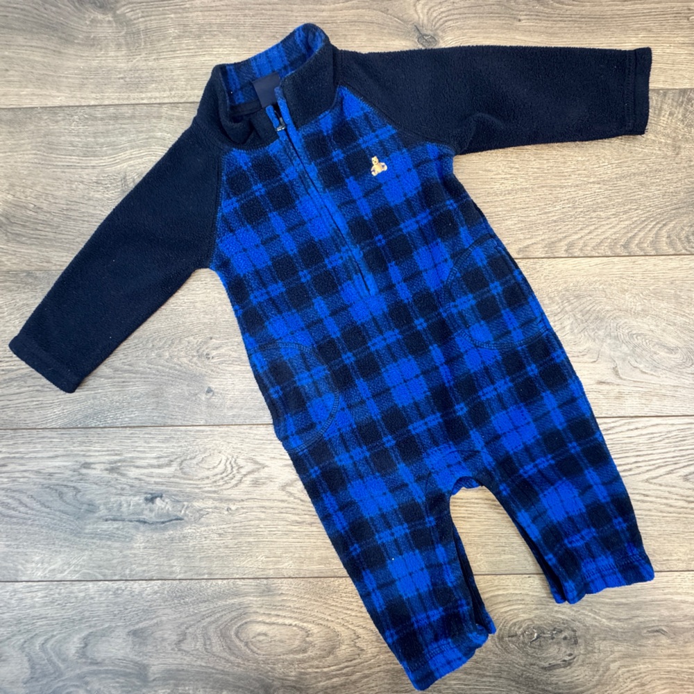 baby GAP Blue and Black Fleece Onesie Romper